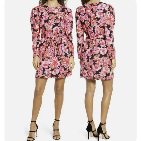 Fraiche by J Large Kanya Puff Long Sleeve Tie Waist Minidress Cocktail new d25 - Picture 1 of 6